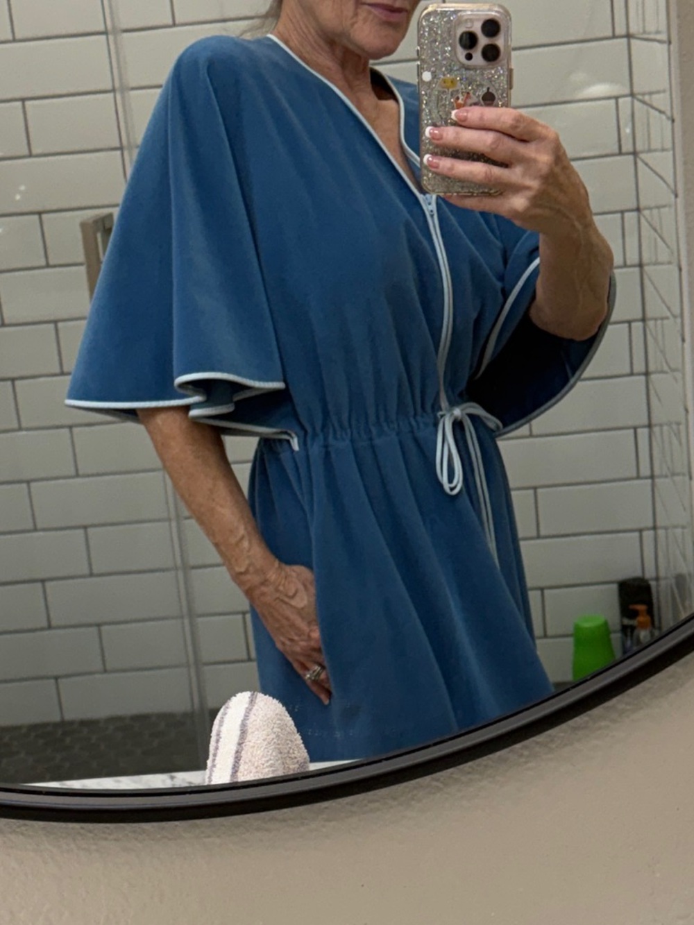 1970’s Vanity Fair Periwinkle Blue Maxi House Coat with Butterfly Sleeves